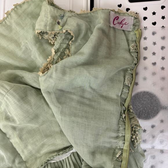 1950s Mint Green Carlye Dress – Lace Bodice & Pleated Skirt – Size XS/S - Picture 9 of 14